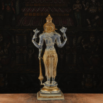 Brass Lord Standing Vishnu Statue Antique Finish Idol Religious Decor 20"