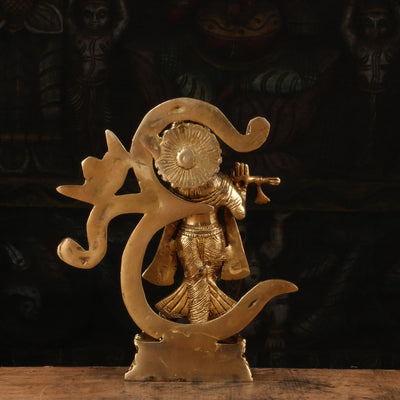 Brass Krishna Statue with Flute 8" by StatueStudio