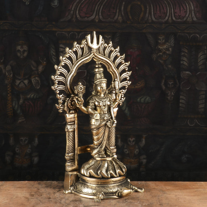 Brass Balaji Statue On Tortoise Antique Religious Venkateshvara Idol Decor 16"