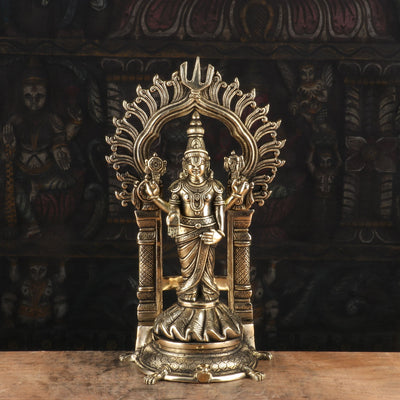 Brass Balaji Statue On Tortoise Antique Religious Venkateshvara Idol Decor 16"