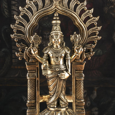 Brass Balaji Statue On Tortoise Antique Religious Venkateshvara Idol Decor 16"