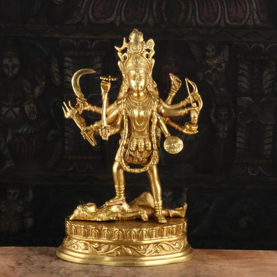 Brass Maa Kali Statue Idol Reigious Home Temple Decor 15" - SKU - 463011