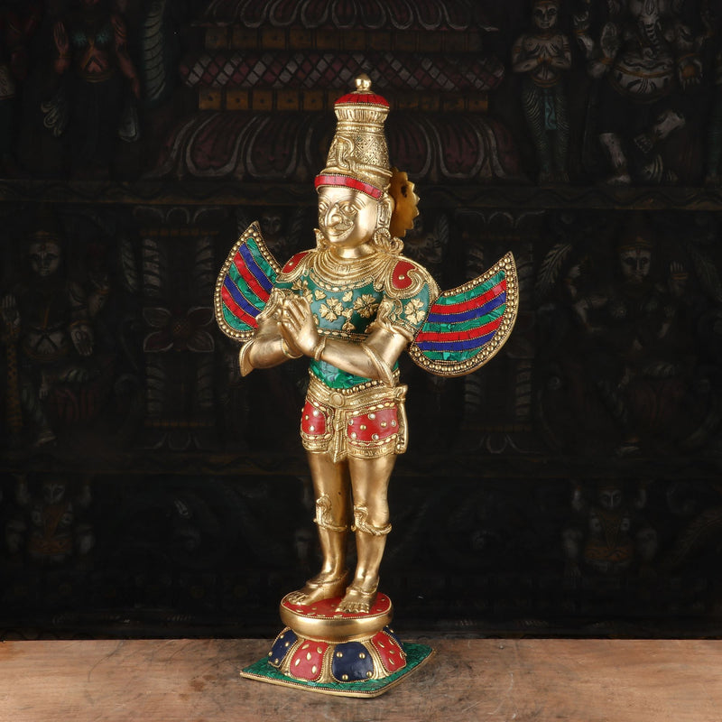 Standing Garuda Brass Statue Idol For Temple Home Decor Showpiece 22"