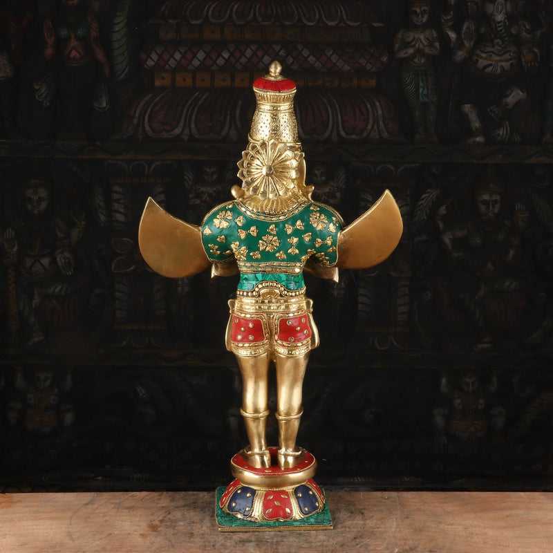 Standing Garuda Brass Statue Idol For Temple Home Decor Showpiece 22"