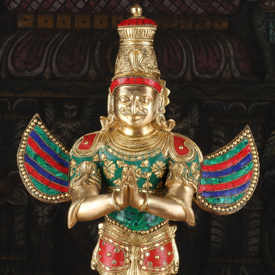 Standing Garuda Brass Statue Idol For Temple Home Decor Showpiece 22"