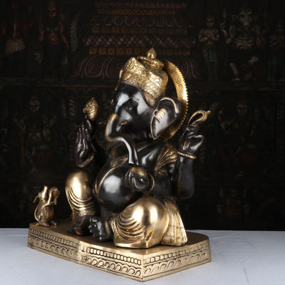 Brass Ganpati Idol Antique Finish For Home Decor 2 Feet