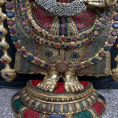 Brass Lord Tirupathi Balaji Idol Stone Work 4 Feet