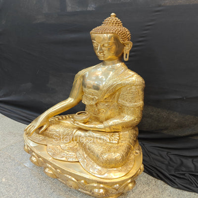 Brass Fine Life Story Engraved Buddha Statue For Home Decor 3 Feet