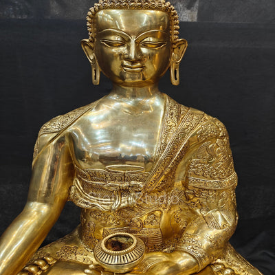 Brass Fine Life Story Engraved Buddha Statue For Home Decor 3 Feet