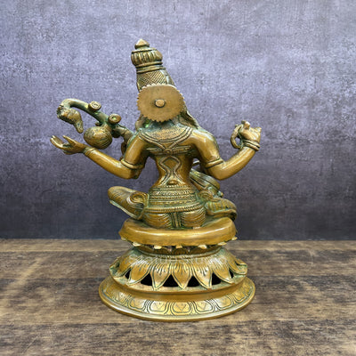 Brass Saraswati Statue Idol Copper Patina Finish For Home Decor 1 Feet