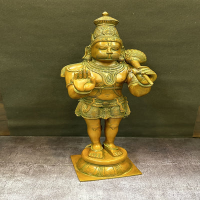 Brass Large Standing Hanuman Idol Copper Patina Finish For Home Decor 2 Feet