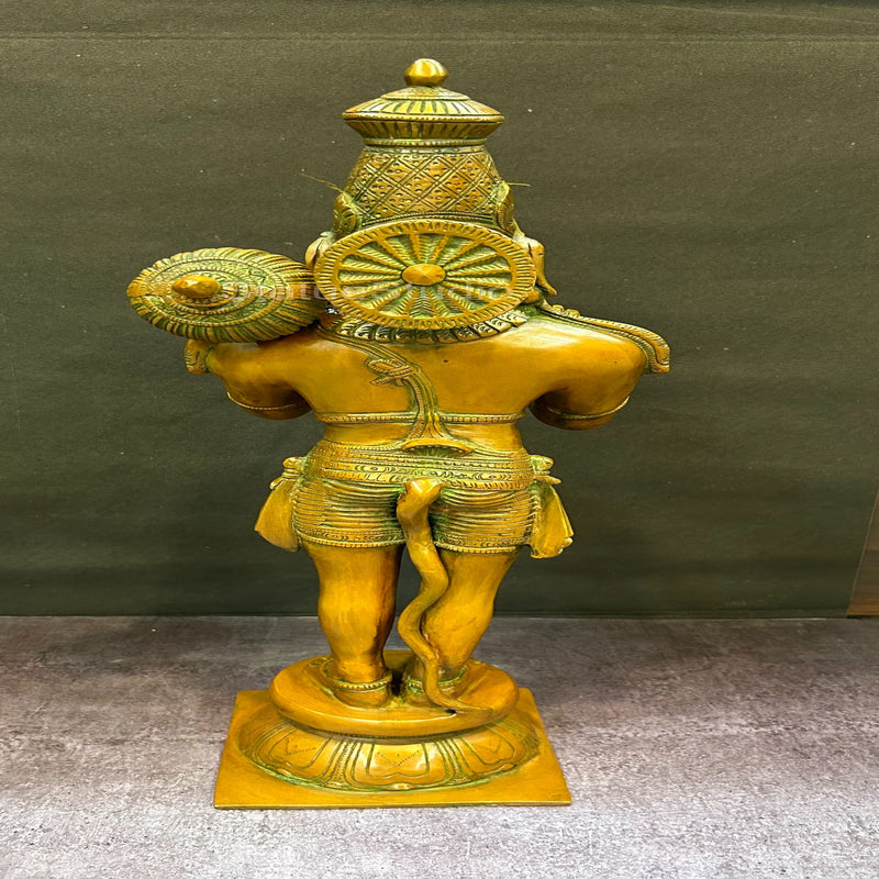 Brass Large Standing Hanuman Idol Copper Patina Finish For Home Decor 2 Feet