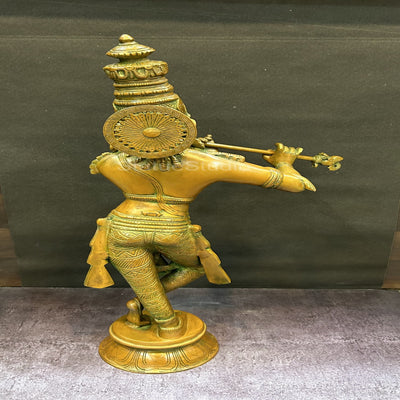 Brass Krishna Statue in Copper Patina Finish 2 Feet by StatueStudio