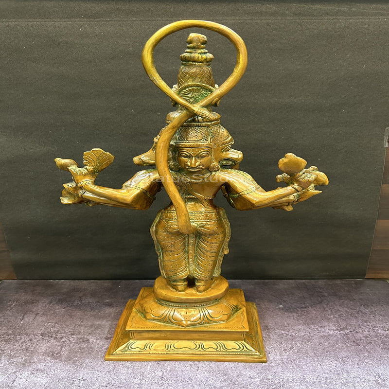 Brass Large Lord Panchmukhi Hanuman Statue Copper Patina Finish For Home Decor 2 Feet