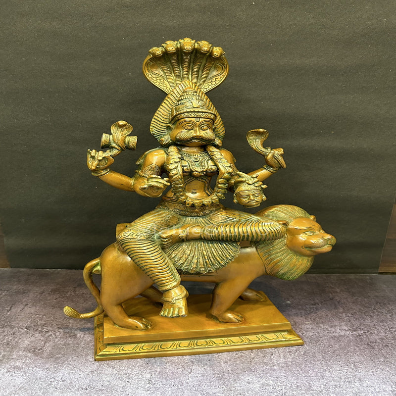 Brass Pratyangira Devi Bhadrakali Statue Copper Patina Finish For Home Decor 19"