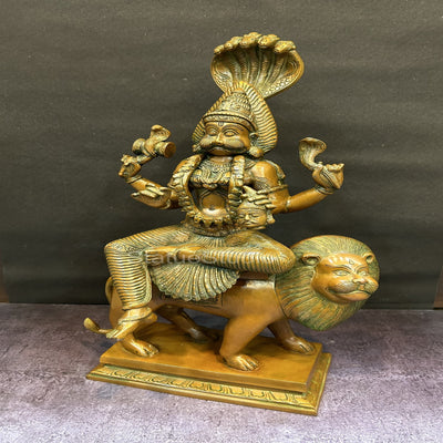 Brass Pratyangira Devi Bhadrakali Statue Copper Patina Finish For Home Decor 19"