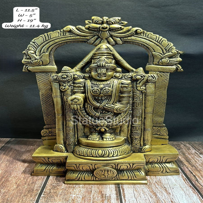 Brass Tirupathi Balaji Statue Antique Finish For Home Decor 19"