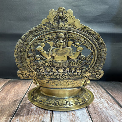 Brass Large Ganesha Diya For Home Temple Religious Decor Showpiece 16"