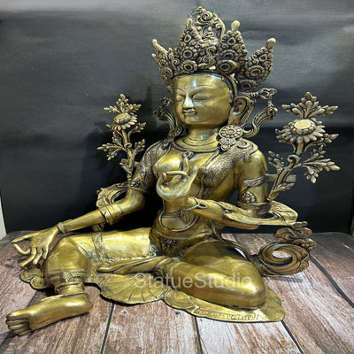 Brass Large Buddhist Tara Idol Antique Finish For Home Decor Showpiece 2 Feet