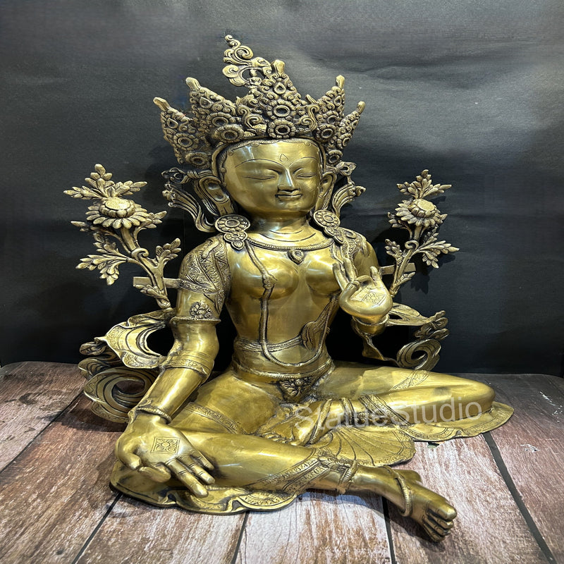 Brass Large Buddhist Tara Idol Antique Finish For Home Decor Showpiece 2 Feet