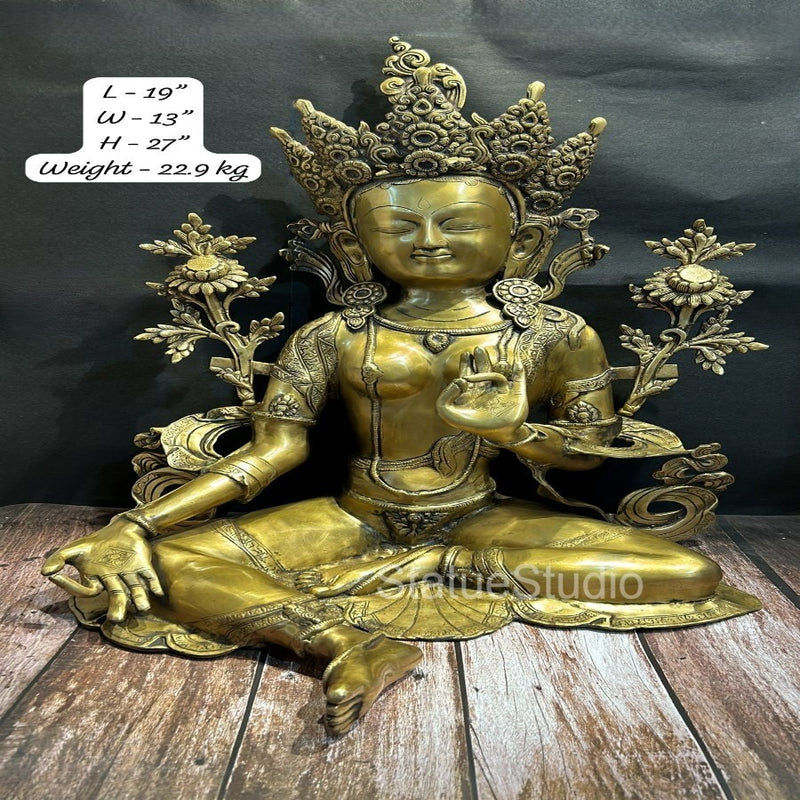 Brass Large Buddhist Tara Idol Antique Finish For Home Decor Showpiece 2 Feet