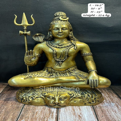 Brass Large Shiva Statue Bhole Nath Idol Antique Finish For Home Mandir Decor 2 Feet