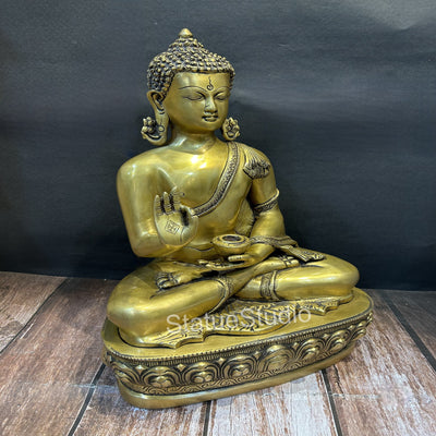 Brass Buddha Statue Antique Finish For Home Decor Showpiece 19"