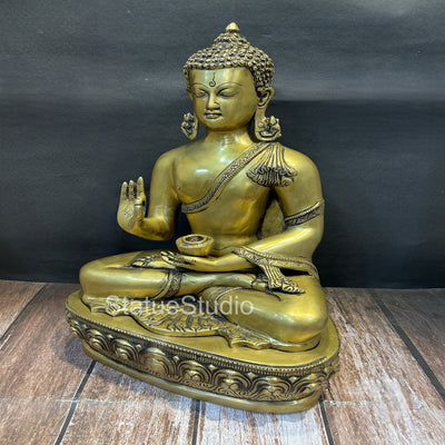 Brass Buddha Statue Antique Finish For Home Decor Showpiece 19"