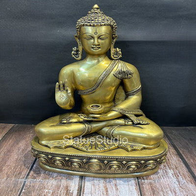 Brass Buddha Statue Antique Finish For Home Decor Showpiece 19"