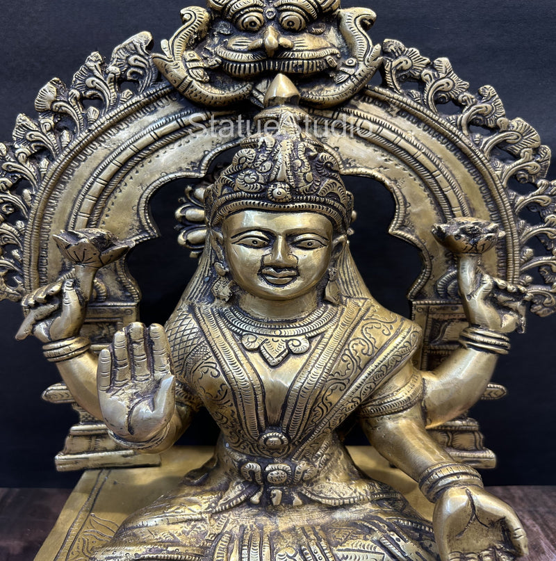 Brass Goddess Lakshmi Statue Antique Finish For Home Decor 1.5 Feet