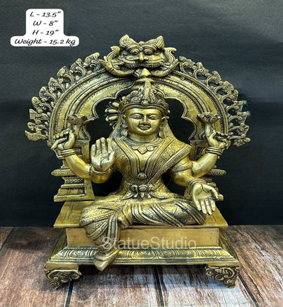 Brass Goddess Lakshmi Statue Antique Finish For Home Decor 1.5 Feet