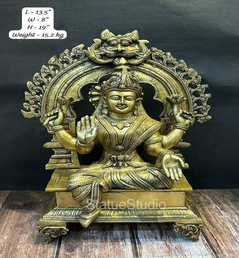 Brass Goddess Lakshmi Statue Antique Finish For Home Decor 1.5 Feet