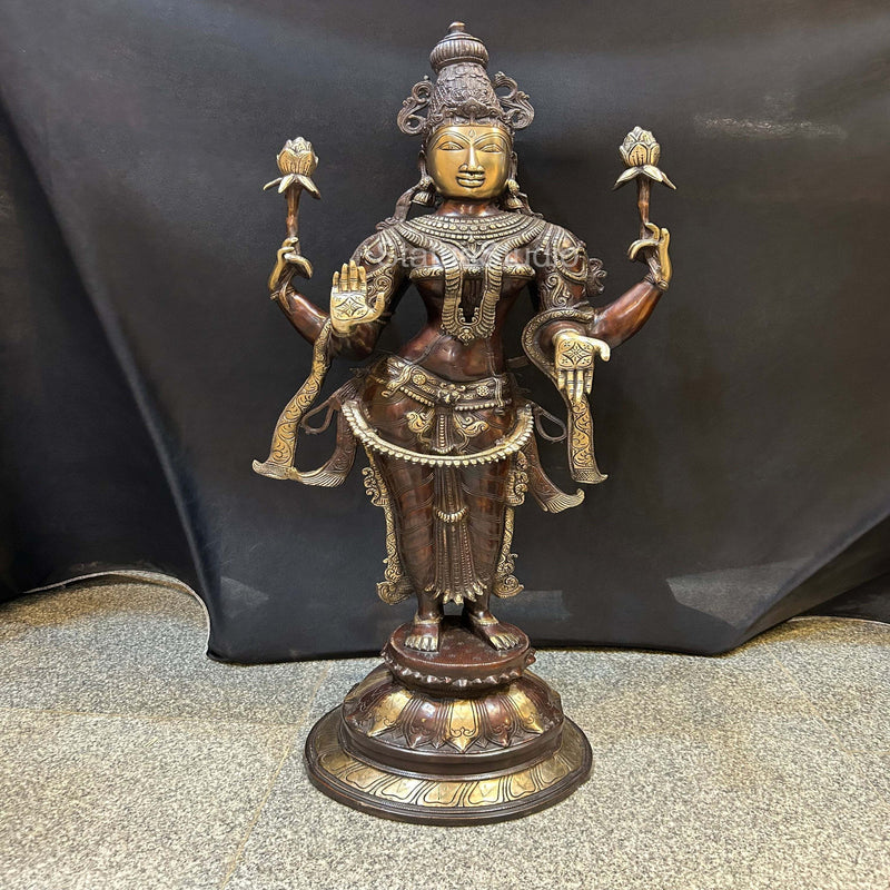 Brass Standing Radha Idol Antique Finish For Home Temple Decor 39"