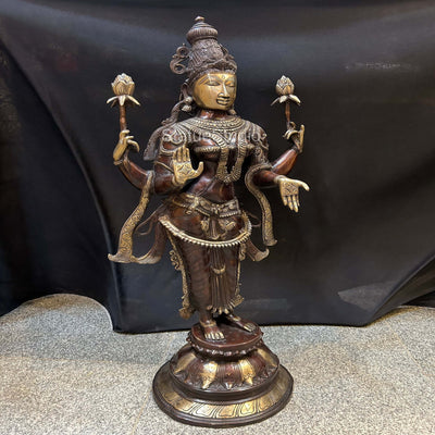 Brass Standing Radha Idol Antique Finish For Home Temple Decor 39"