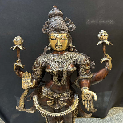 Brass Standing Radha Idol Antique Finish For Home Temple Decor 39"