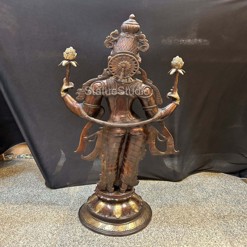 Brass Standing Radha Idol Antique Finish For Home Temple Decor 39"