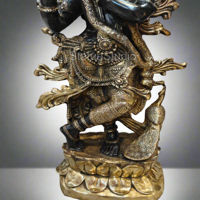 Brass Krishna Idol Finely Crafted Antique Finish For Home Decor 4 Feet