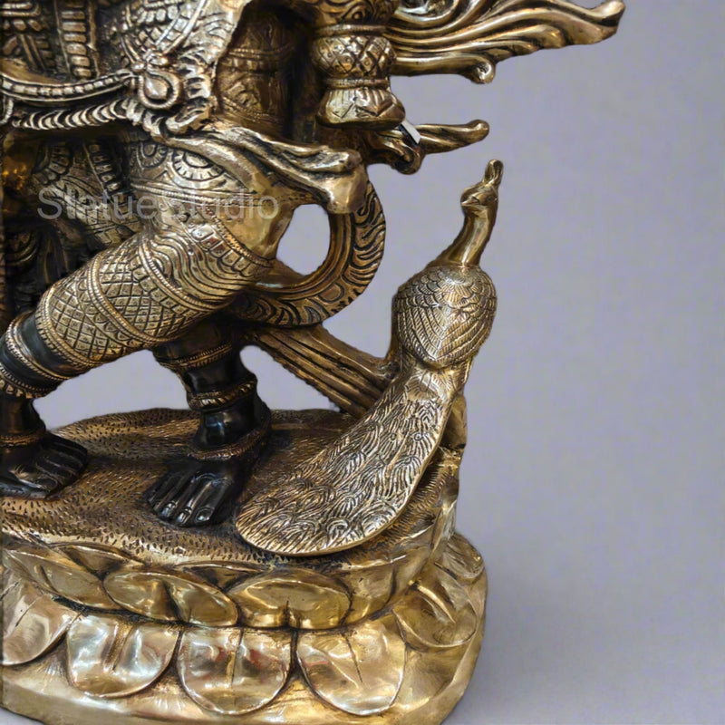 Brass Krishna Idol Finely Crafted Antique Finish For Home Decor 4 Feet