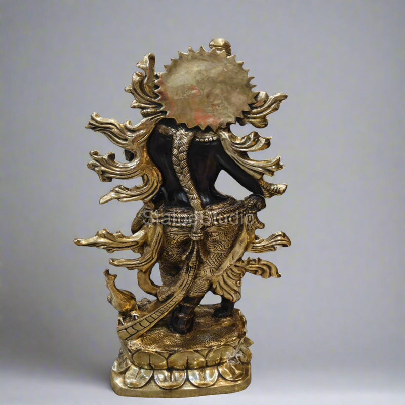 Brass Krishna Idol Finely Crafted Antique Finish For Home Decor 4 Feet