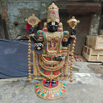 Brass Large Tirupati Balaji Statue Stone Work For Home Decor 6 Feet