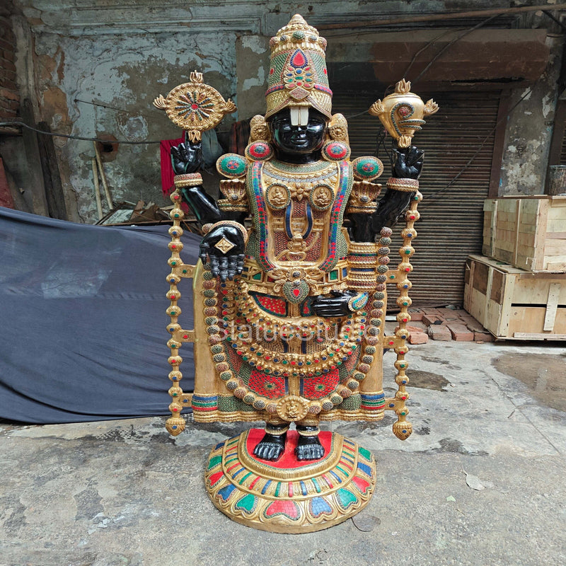 Brass Large Tirupati Balaji Statue Stone Work For Home Decor 6 Feet