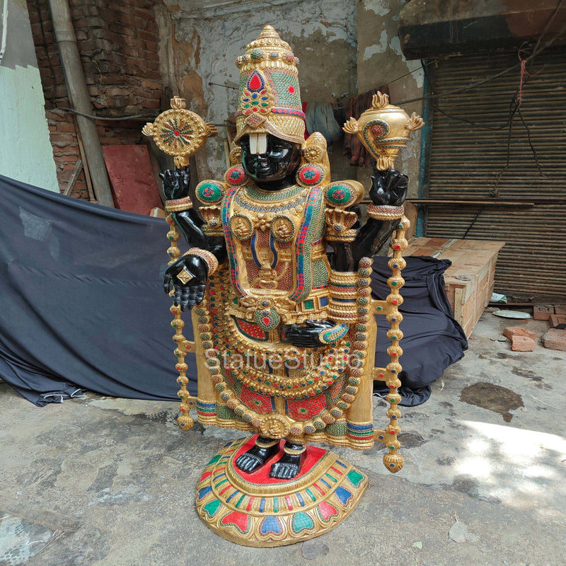 Brass Large Tirupati Balaji Statue Stone Work For Home Decor 6 Feet