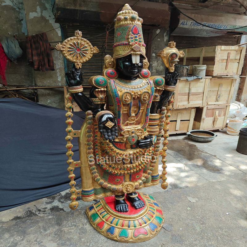 Brass Large Tirupati Balaji Statue Stone Work For Home Decor 6 Feet