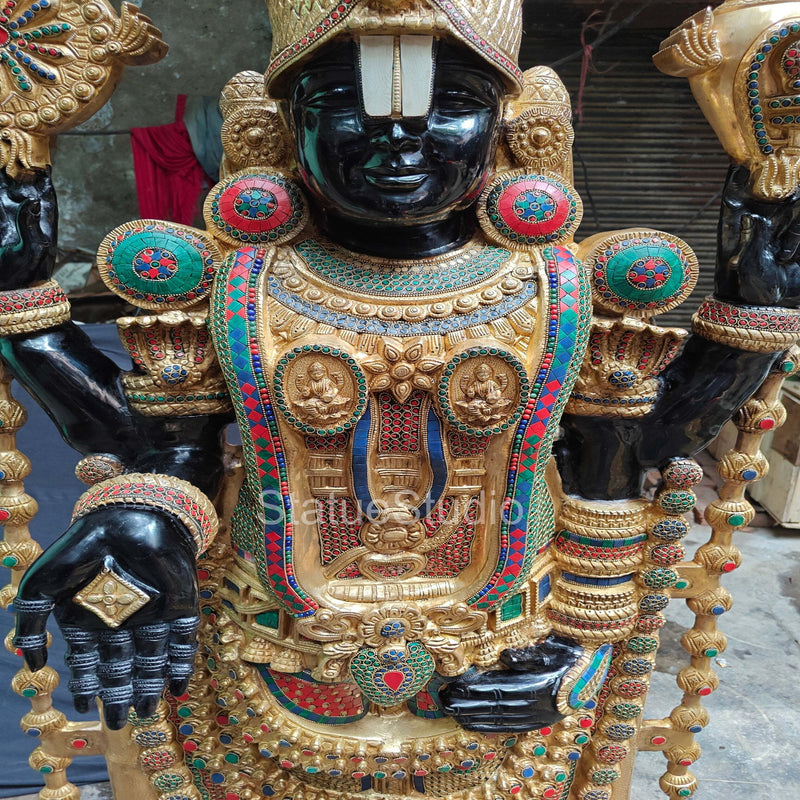 Brass Large Tirupati Balaji Statue Stone Work For Home Decor 6 Feet