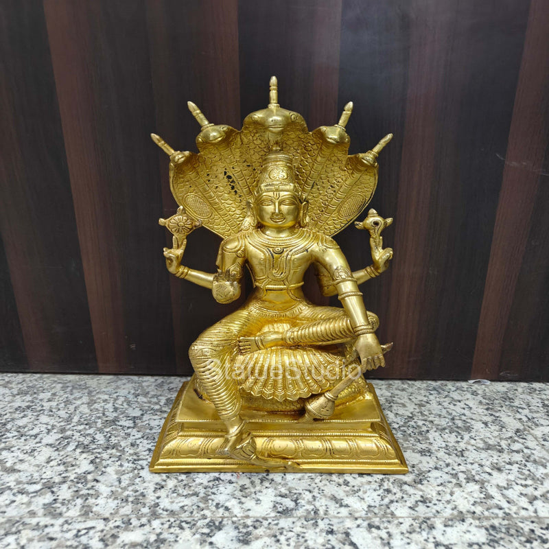 Brass Vishnu Statue Under Serpent For Home Decor 16"