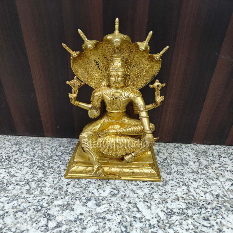 Brass Vishnu Statue Under Serpent For Home Decor 16"