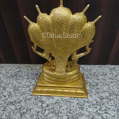 Brass Vishnu Statue Under Serpent For Home Decor 16"