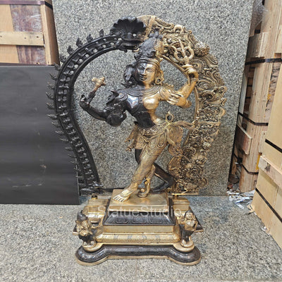 Brass Large Ardhanarishawar Shiva Statue Antique Finish For Home Decor 2.5 Feet