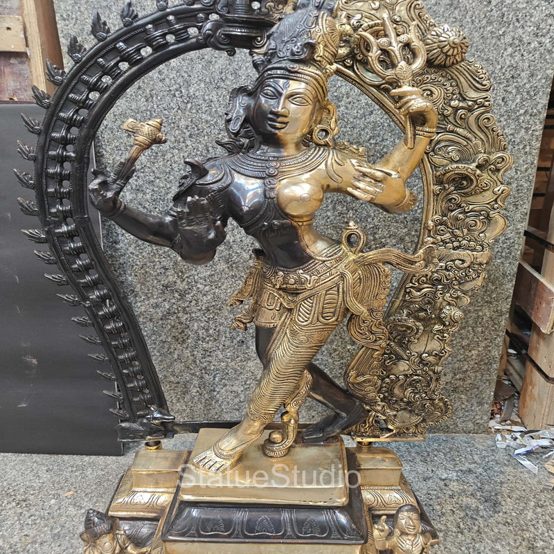 Brass Large Ardhanarishawar Shiva Statue Antique Finish For Home Decor 2.5 Feet