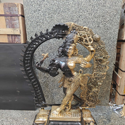 Brass Large Ardhanarishawar Shiva Statue Antique Finish For Home Decor 2.5 Feet